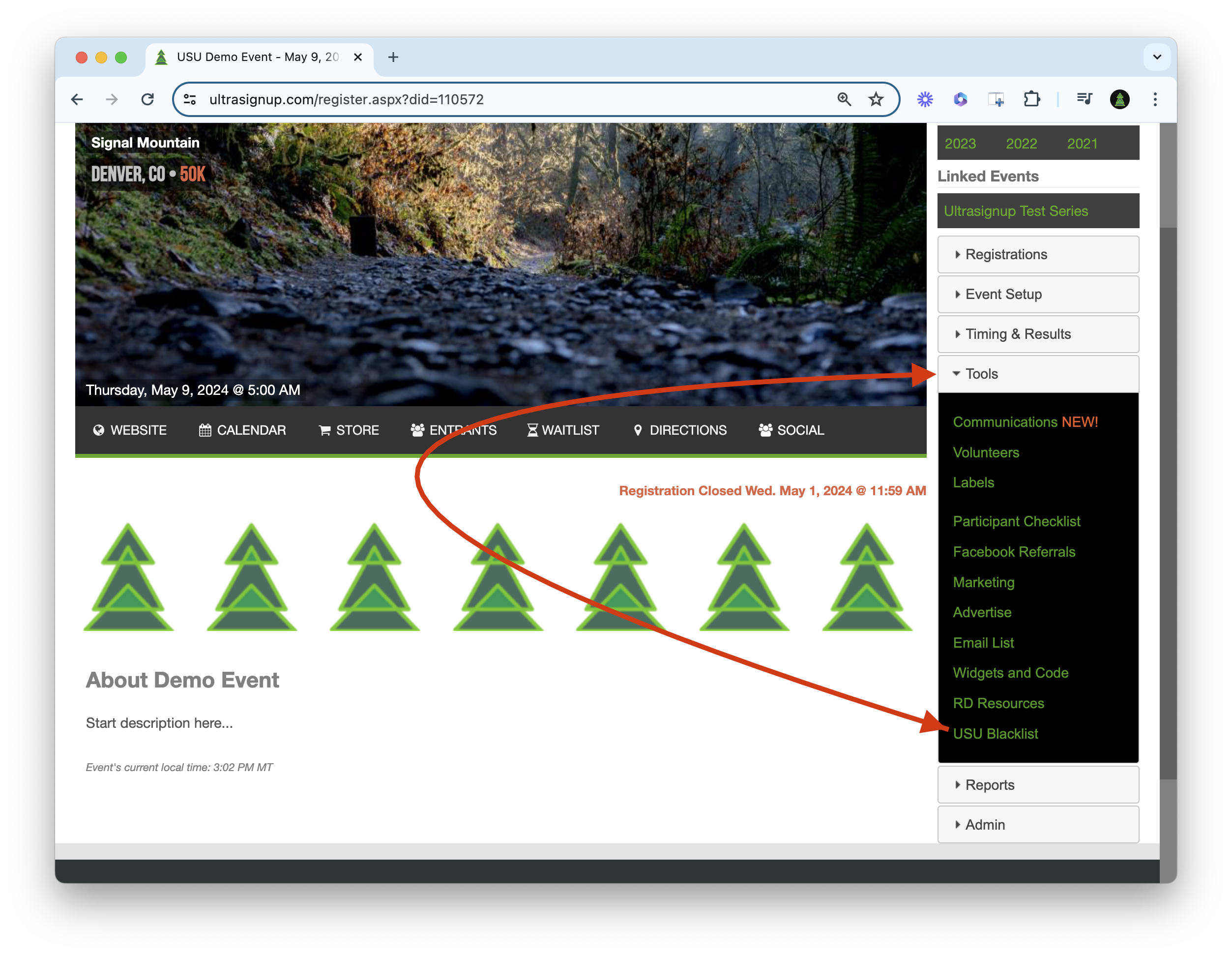 Blacklist tool screenshot