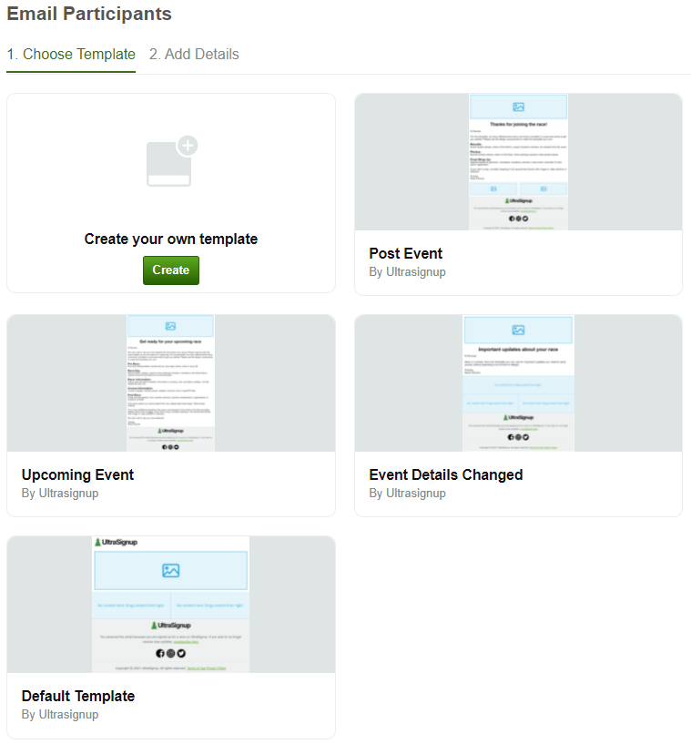 Template selector screenshot