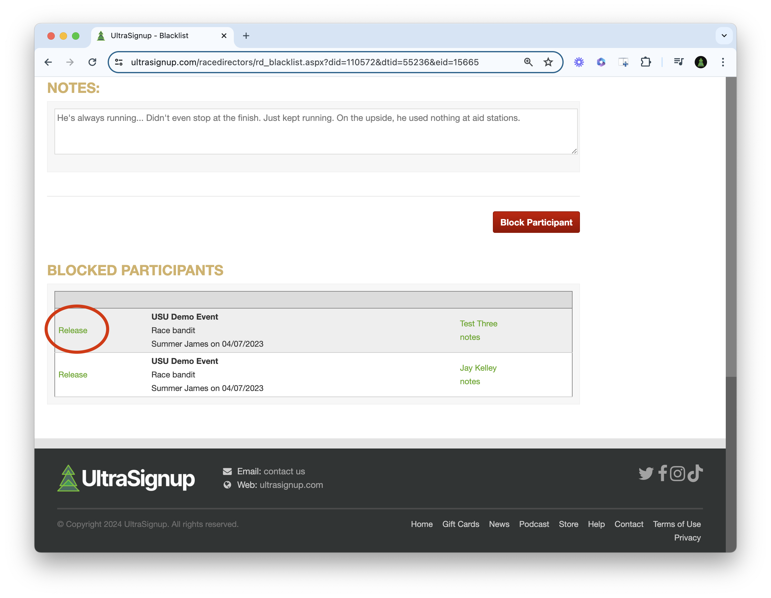 Blocked participants list screenshot